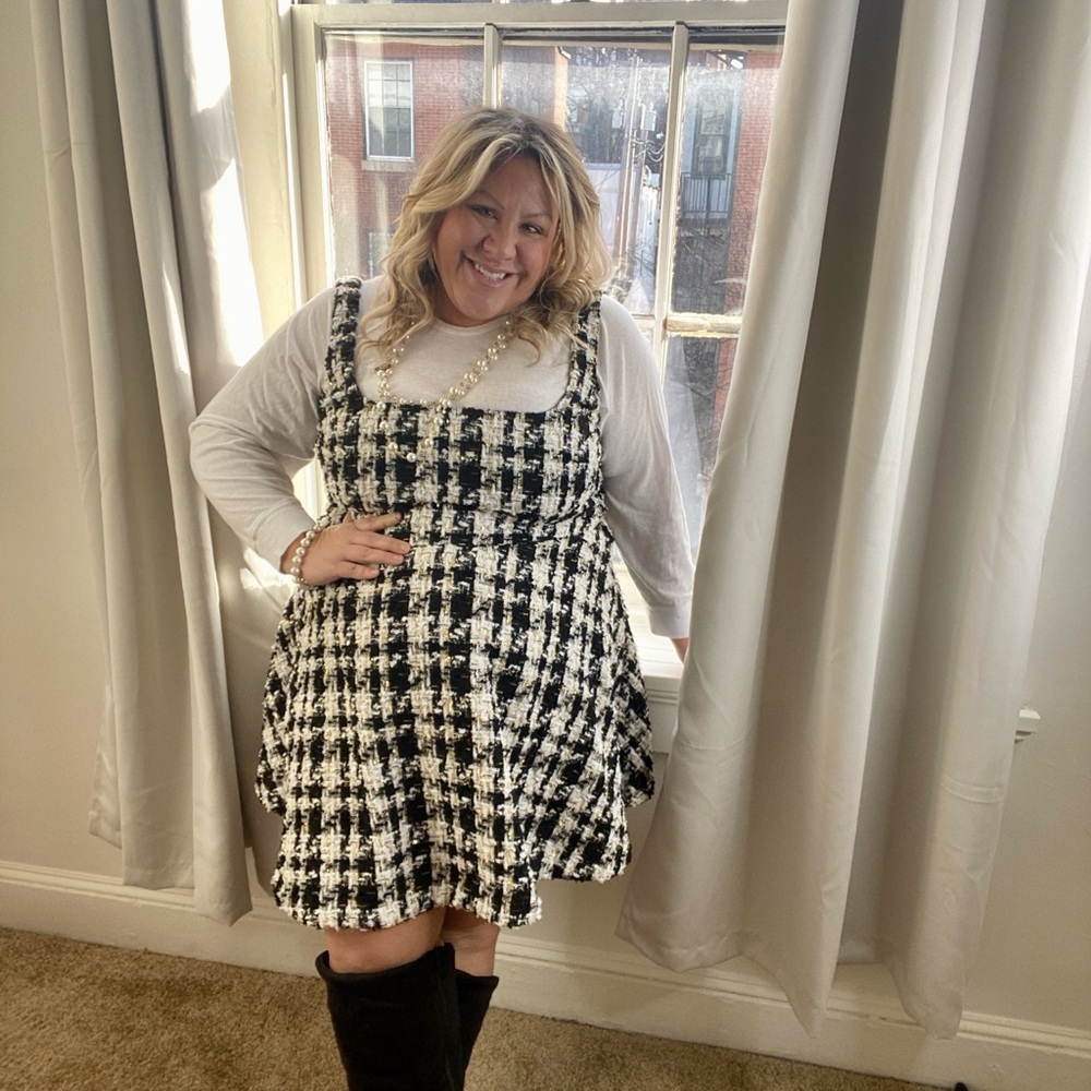 Eloquii Black and White Textured Dress